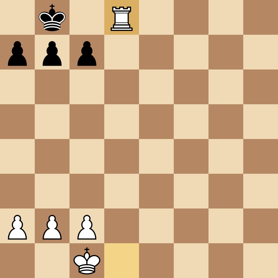 Final position of the Opera Game — 17.Rd8# mate by Paul Morphy against the Duke of Brunswick and Count Isouard