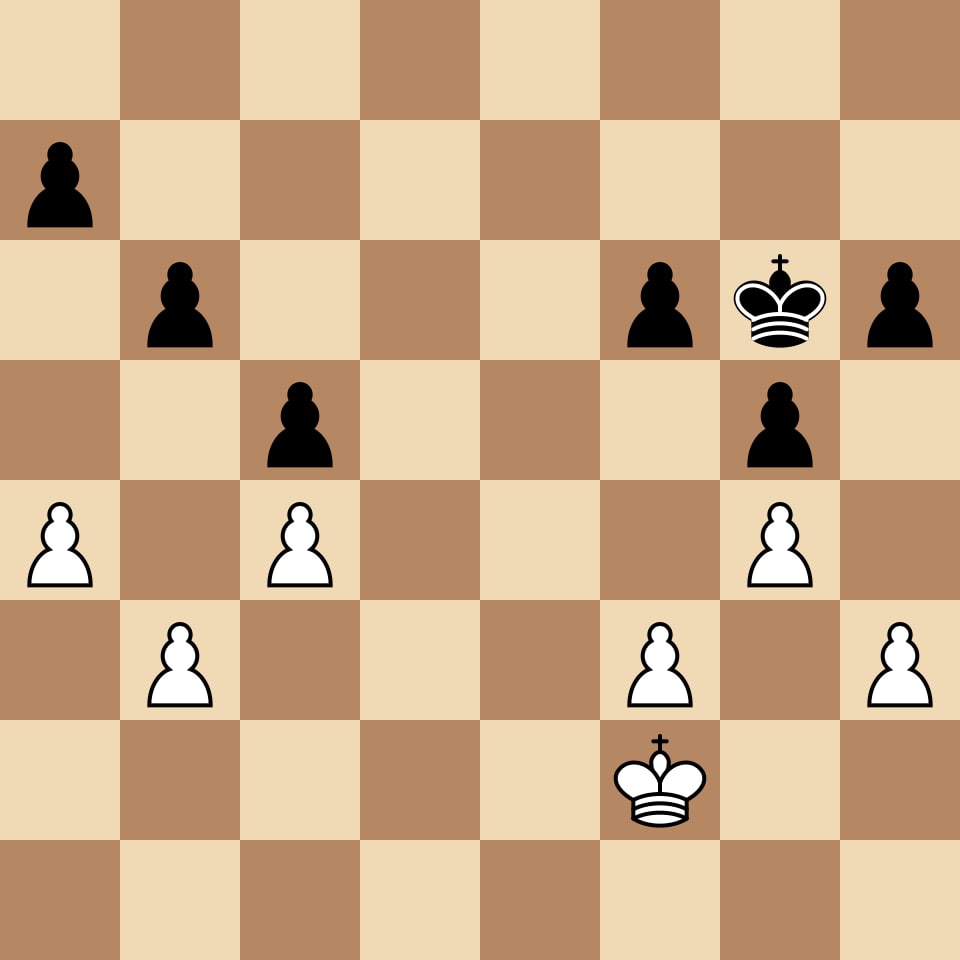 King-and-pawn race endgame — the kind of position that decides Speed Chess Championship blitz finals on the clock